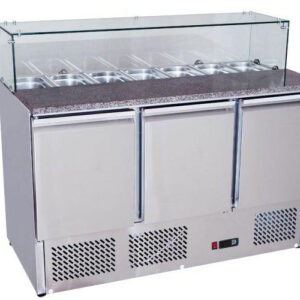 Three Door Open Top Saladette With Glass Cove ESL3847